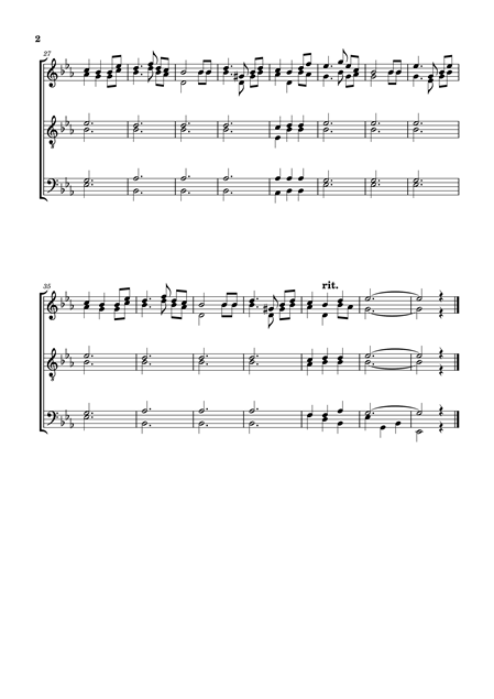 Notenblatt mit musikalischer Notation und verschiedenen Noten in mehreren Takten.