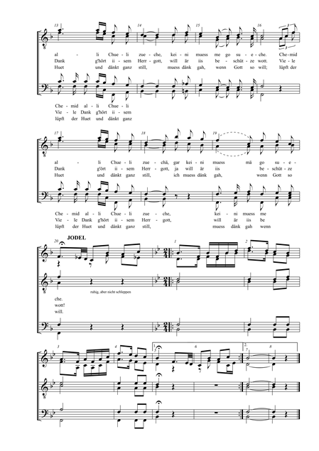 Notenblatt mit einem Jodellied, das Text und musikalische Notation zeigt.